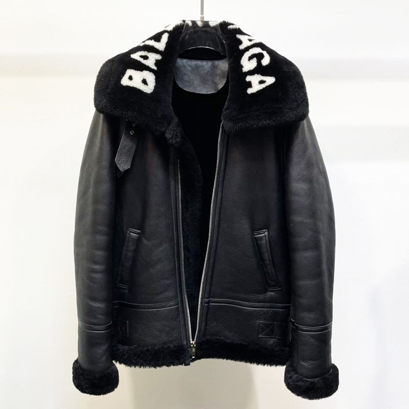 超希少！バレンシアガ Cocoon Aviator ジャケット 偽物★シャイニー ラムスキン＆ボンドウール ブラック 646456TKS311069